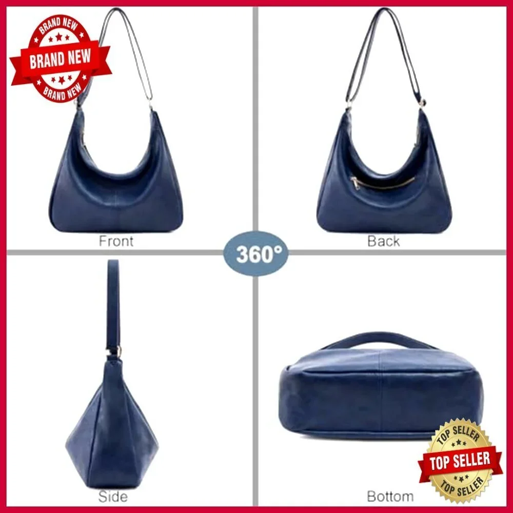 Foldable Vegan Leather Hobo Bag Adjustable Strap Large Capacity Tote